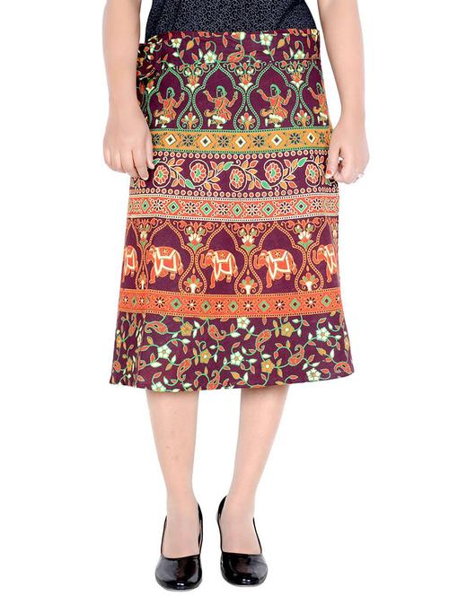women printed cotton wrap skirt - 20164380 - Very Small Image - 1