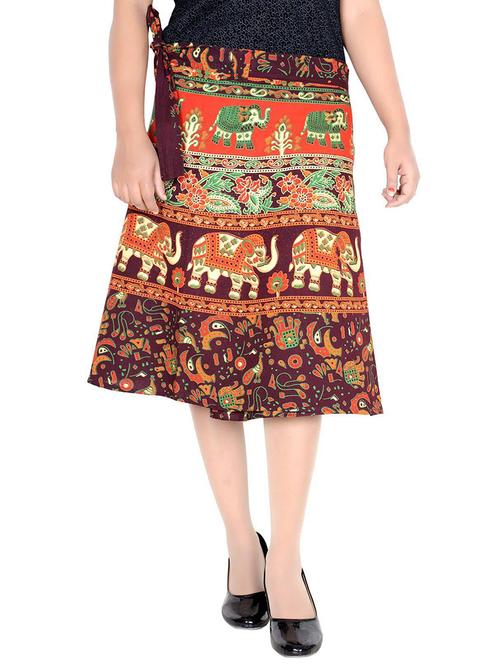 women printed cotton wrap skirt - 20164382 - Very Small Image - 1
