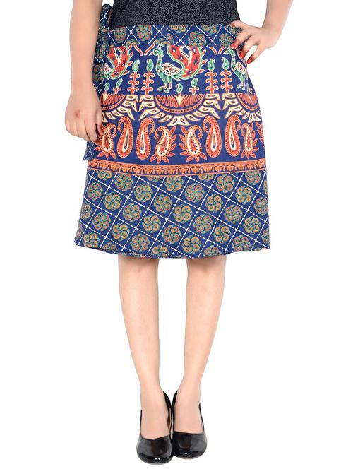 women printed cotton wrap skirt - 20164432 - Very Small Image - 1