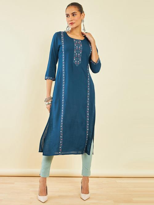 women's straight kurta - 20165907 - Very Small Image - 1