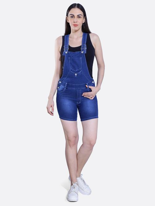 women solid denim dungaree  - 20166327 - Very Small Image - 1