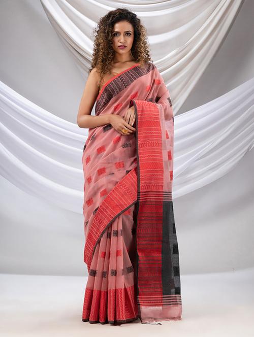 red cotton saree with blouse - 20167072 - Very Small Image - 1