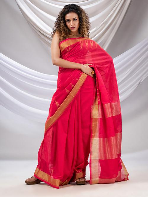 pink cotton saree with blouse - 20167083 - Very Small Image - 1