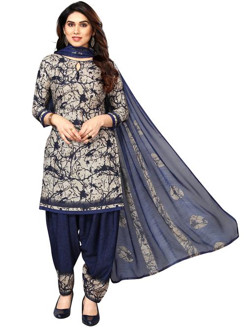 blue unstitched salwar suit set - 20168380 - Very Small Image - 1
