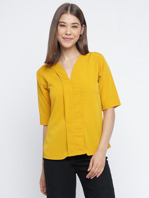 women's straight v neck top - 20168451 - Very Small Image - 1