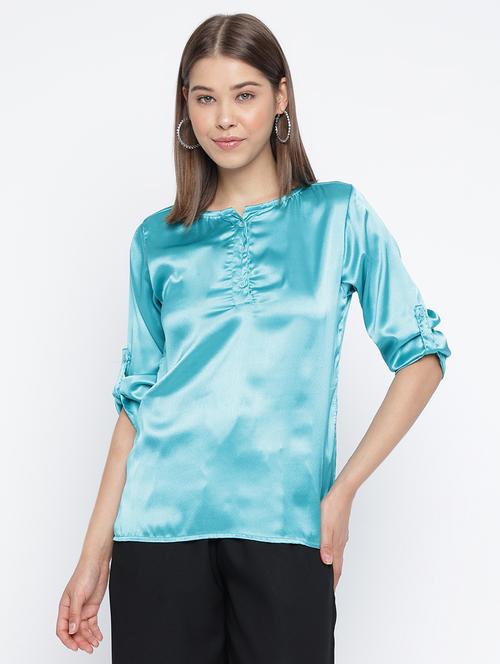 women's straight round neck top - 20168467 - Very Small Image - 1