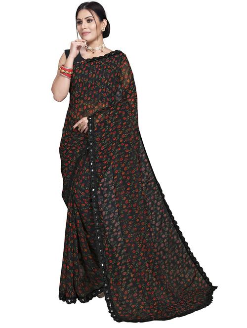 floral printed saree with blouse - 20168688 - Very Small Image - 1