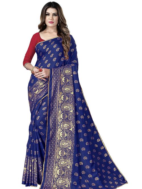 women's self design blue colored saree with blouse - 20168809 - Very Small Image - 1