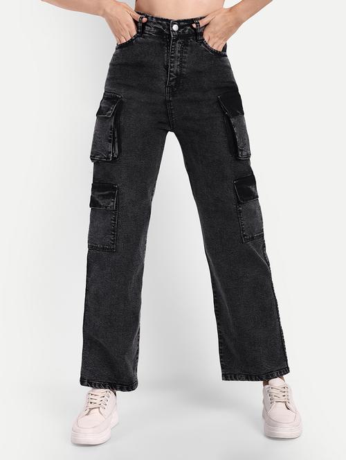 women's plain cargo jeans - 20169595 - Very Small Image - 1