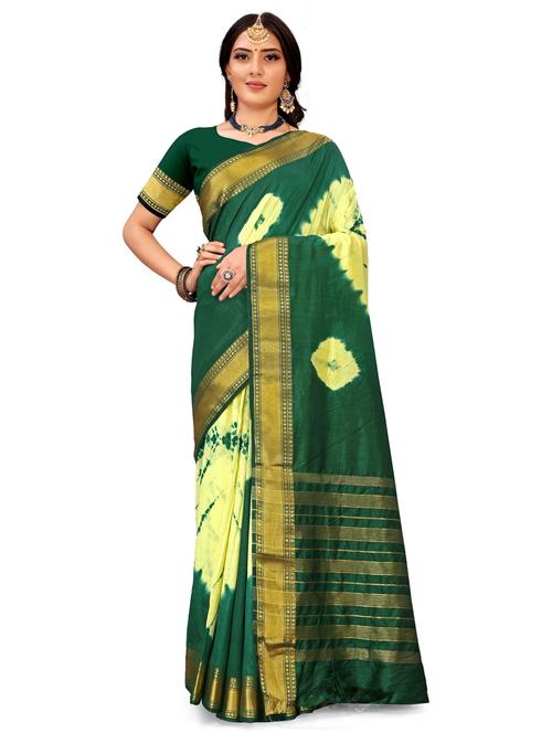 women's shibori green colored saree - 20169795 - Very Small Image - 1