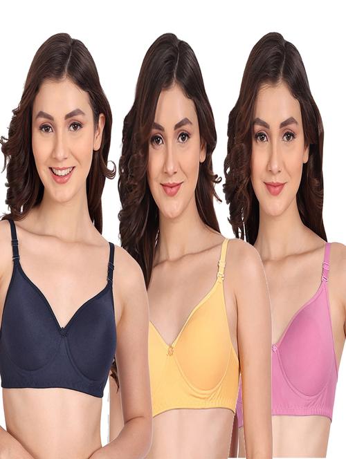 pack of 3 solid multi coloredn regular bra - 20170942 - Very Small Image - 1