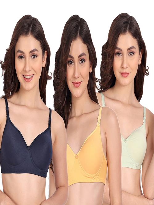 pack of 3 solid multi coloredn regular bra - 20170949 - Very Small Image - 1