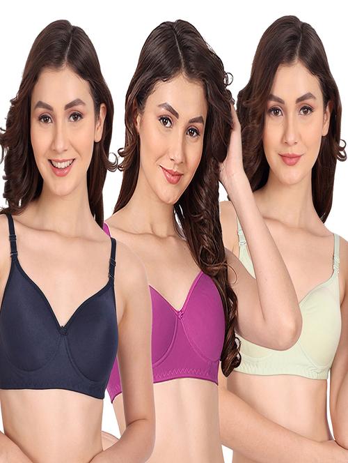 pack of 3 solid multi colored bra - 20170958 - Very Small Image - 1
