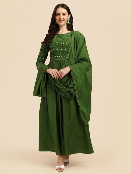 embroidered anarkali gown with dupatta  - 20171757 - Very Small Image - 1