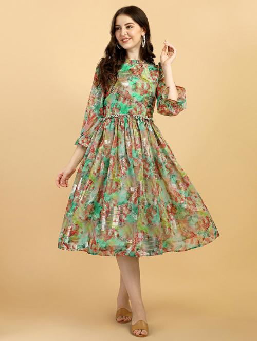 women's fit & flare abstract dress - 20171794 - Very Small Image - 1