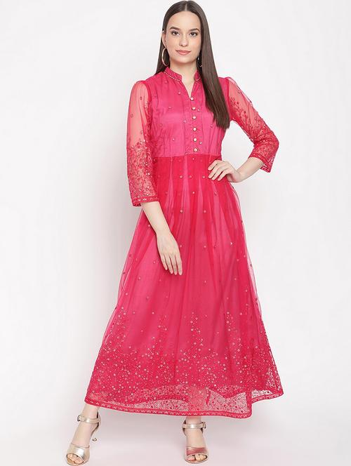 pink georgette anarkali ethnic dress - 20172527 - Very Small Image - 1