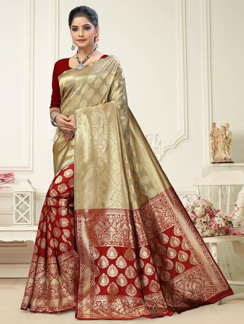 women's banarasi saree with blouse - 20173202 - Very Small Image - 1