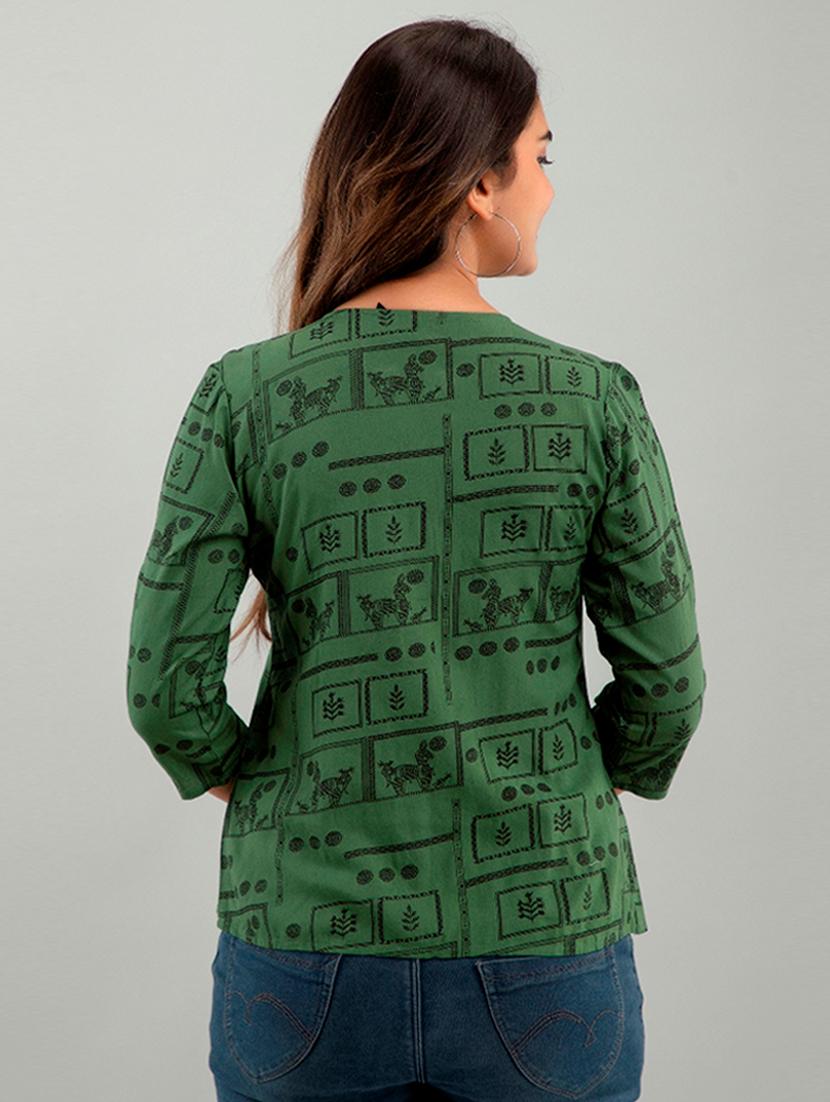 round neck printed regular top - 20173511 - Zoom Image - 2