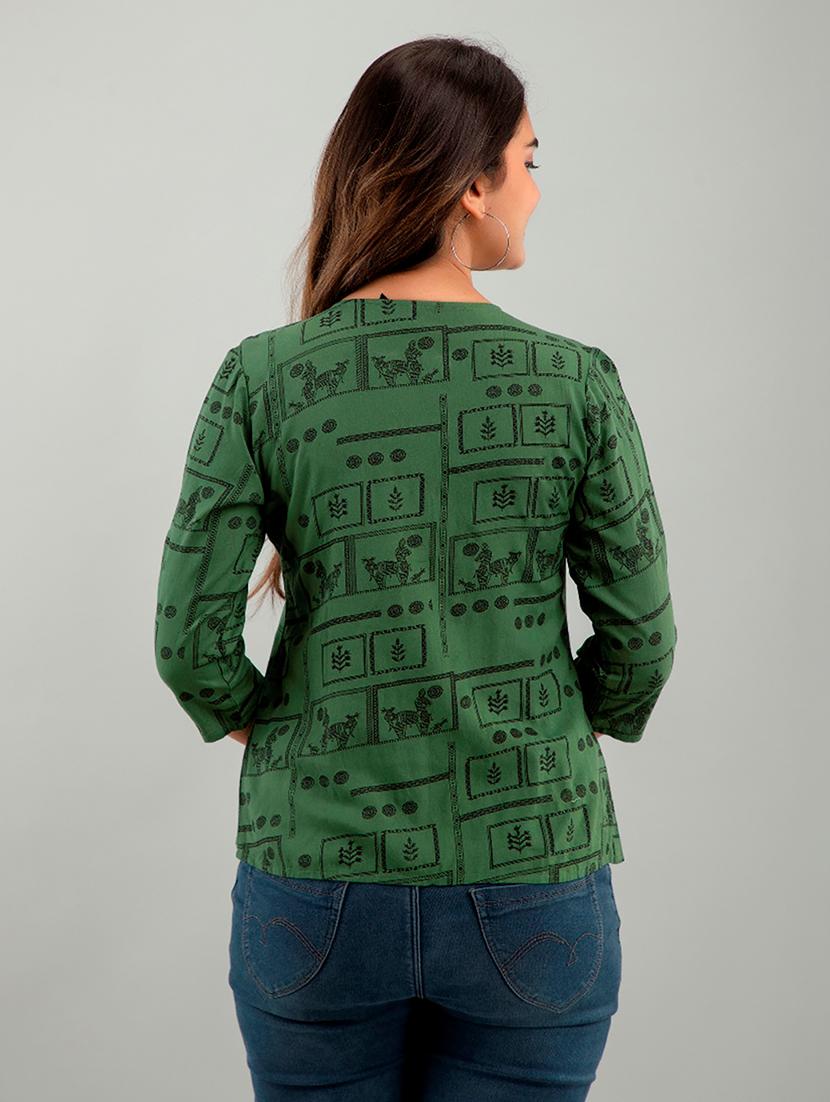 round neck printed regular top - 20173703 - Standard Image - 3