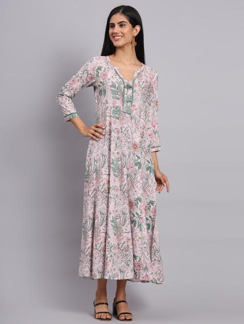 printed fit & flared ethnic dress - 20173777 - Very Small Image - 1