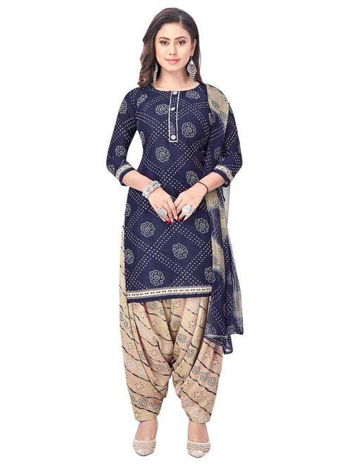 printed unstitched patiyala suit set - 20174459 - Very Small Image - 1
