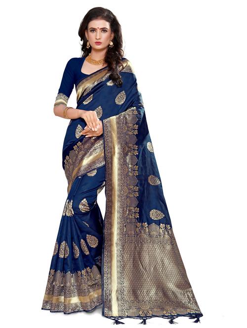 women's banarasi saree with blouse - 20175699 - Very Small Image - 1