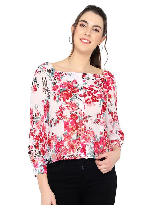 square neck printed regular top  - 20176366 - Very Small Image - 1