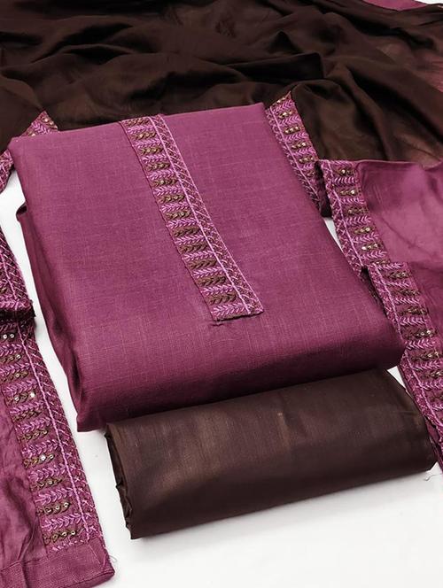 embroidered unstitched salwar suit set - 20178128 - Very Small Image - 1