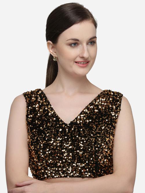 gold sequin stitched blouse - 20181935 - Very Small Image - 1