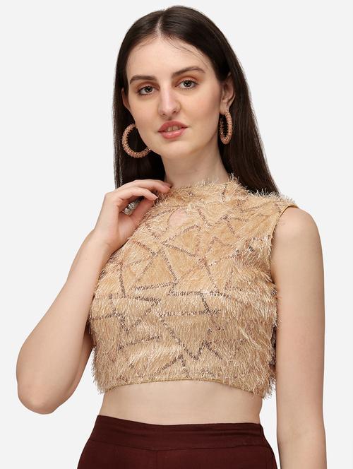 beige sequin stitched blouse - 20181993 - Very Small Image - 1
