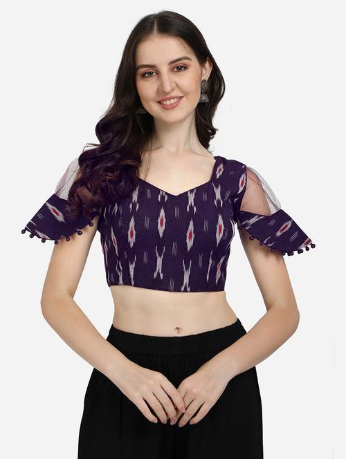 purple printed stitched blouse - 20182021 - Very Small Image - 1