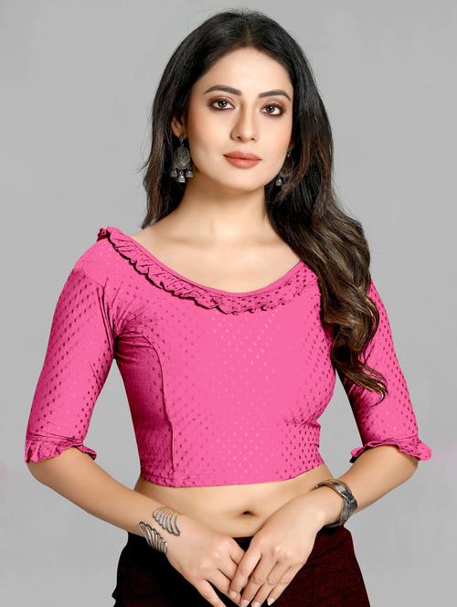 pink cotton blend regular blouse - 20182602 - Very Small Image - 1