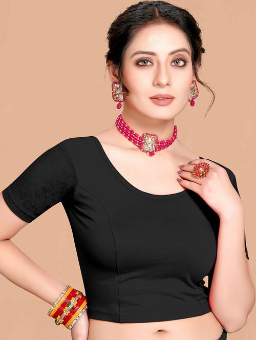 black cotton blend regular blouse - 20182730 - Very Small Image - 1