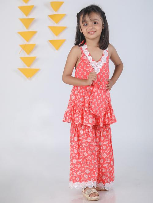 girls orange printed full length sets - 20183506 - Very Small Image - 1