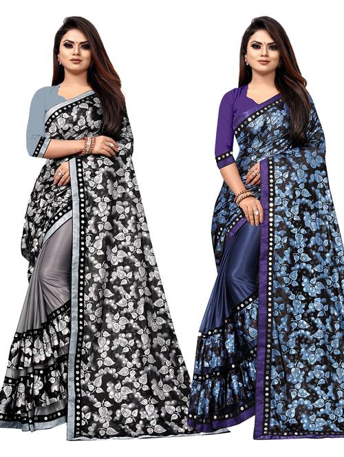 women pack of 2 multi color saree with blouse - 20183895 - Very Small Image - 1