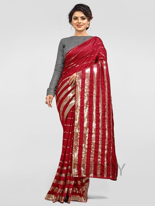 women's embroidered saree with blouse - 20183900 - Very Small Image - 1