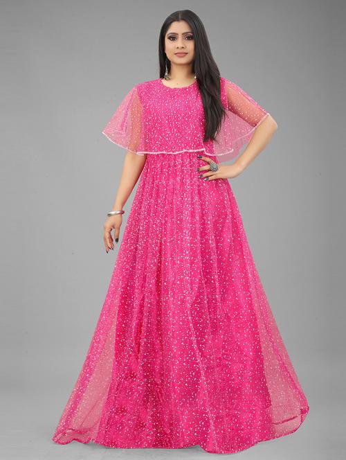 Women Self Design A-line Gown - 20184224 - Very Small Image - 1