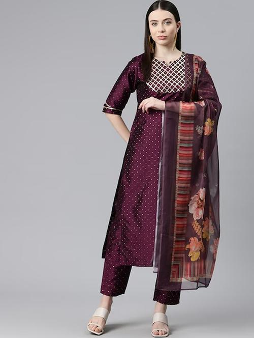 women printed kurta palazzo suit set - 20184777 - Very Small Image - 1