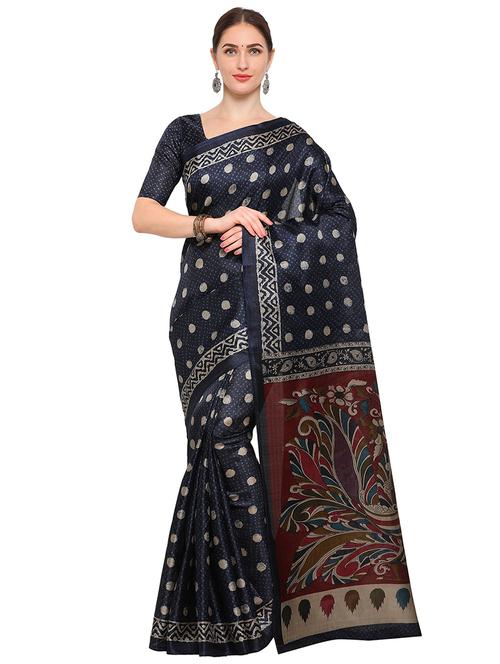 women's self design blue colored saree with blouse - 20185802 - Very Small Image - 1