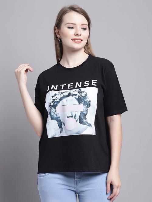 women's front print round neck t-shirt - 20188211 - Very Small Image - 1