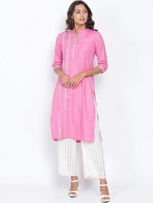 pink colored straight kurta - 20188794 - Very Small Image - 1