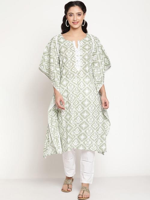 neo mint notch neck kaftan kurta - 20188883 - Very Small Image - 1