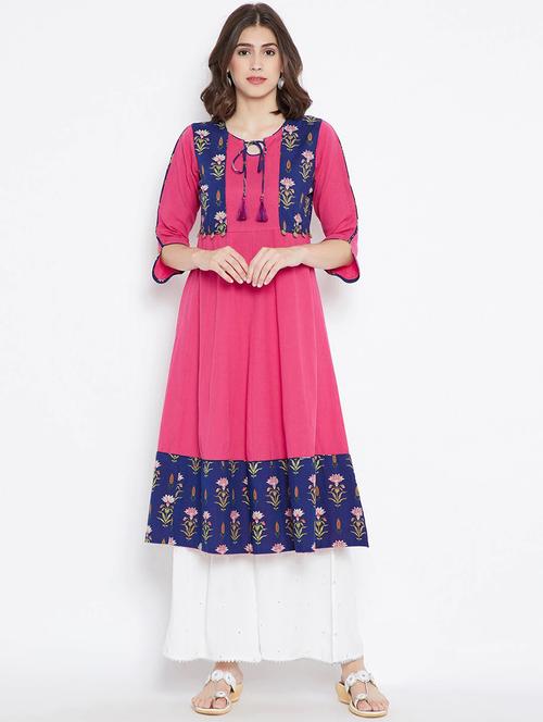 pink colored a-line kurta - 20188896 - Very Small Image - 1