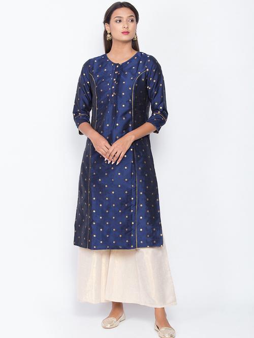 blue colored straight kurta - 20188918 - Very Small Image - 1