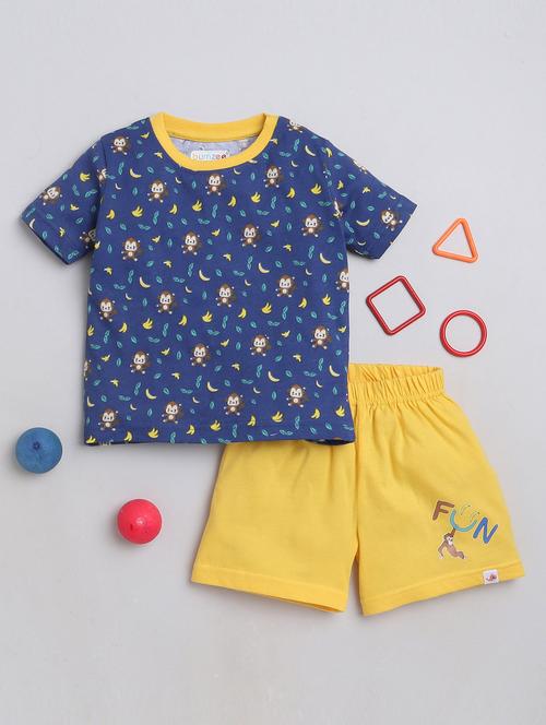 boys navy blue printed shorts set - 20189171 - Very Small Image - 1