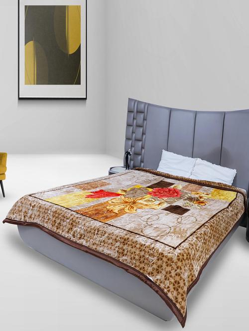 rian floral double bed mink blanket for heavy winter 4kg single ply (orchid _brown) - 20189460 - Very Small Image - 1