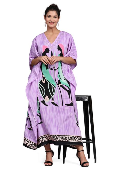v-neck neck printed kaftan dress - 20189574 - Very Small Image - 1