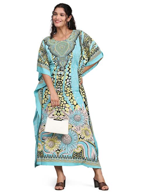 v-neck neck printed kaftan dress - 20189592 - Very Small Image - 1
