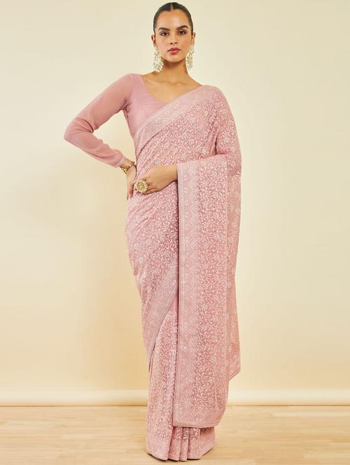 women's embroidered saree with blouse - 20189663 - Very Small Image - 1