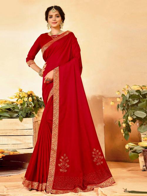 red self design woven saree with blouse - 20191465 - Very Small Image - 1
